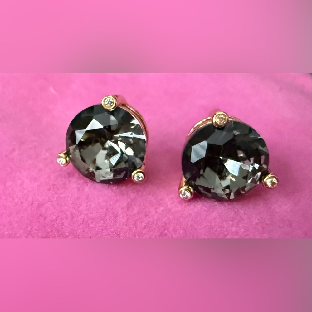 KATE SPADE RHINESTONE AND GOLD STUD EARRINGS. - Picture 4 of 7